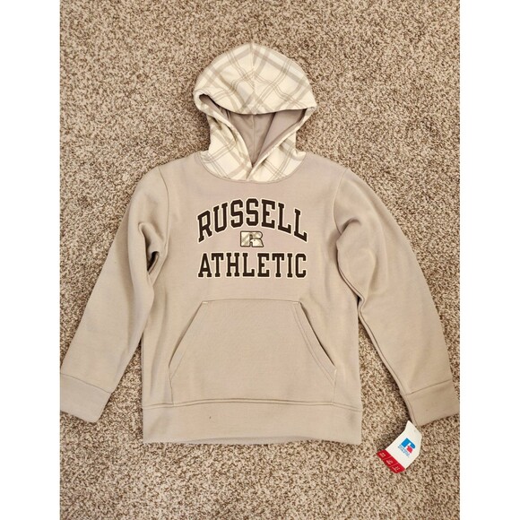 (TWO) RUSSELL ATHLETIC Hoodies Set of 2 Boys Size Medium Black & Tan 10/12 *NWT* - Picture 2 of 7